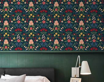 Peel and Stick Wallpaper | Self Adhesive Wallpaper | Floral Peel and Stick | Peel and Stick | Temporary Wallpaper | Botanical Wallpaper