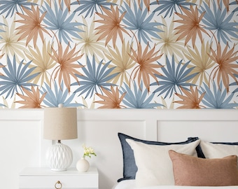 Palm Leaf Peel and Stick Wallpaper Self Adhesive Tropical Leaf Coastal Renter Friendly Wallcovering