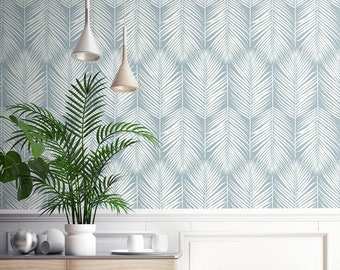 Wallpaper | Tropical Wallpaper | Beach Wallpaper |  Palm Leaf Wallpaper | Palm Tree Wallpaper | Palm Wallpaper | Blue Wallpaper