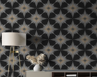 Peel and Stick Wallpaper | Self Adhesive Wallpaper | Geometric Peel and Stick | Peel and Stick | Temporary Wallpaper | Black Wallpaper