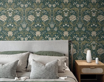 Tapete abziehen und aufkleben | Selbstklebende Tapete | Floral schälen und aufkleben | Schälen und Aufkleben | Temporäre Tapete | Vintage Tapete | 4