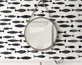 Carta da parati Pesce Blu Oceano Rivestimento murale costiero Designer Decorazione murale per casa sulla spiaggia