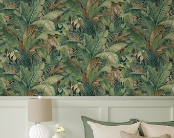 Tropical Peel and Stick Wallpaper Palm Leaf Green Self Adhesive Renter Friendly Wallcovering DIY Botanical Wall Decor