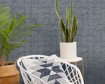 Geometric Peel and Stick Wallpaper Blue Self Adhesive Art Wallcovering Abstract Renter Friendly DIY Wall Decor