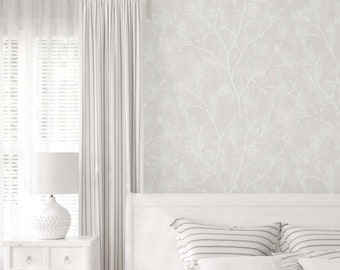Wallpaper | Botanical Wallpaper | Neutral Wallpaper | Leaf Wallpaper | Beige Wallpaper | Branch Wallpaper | Tree Wallpaper | Decor