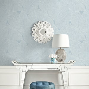 Leaf Wallpaper | Wallpaper | Magnolia Wallpaper | Blue Wallpaper | Beach Wallpaper | Magnolia Leaf | Coastal Wallpaper | Magnolia Wallpaper