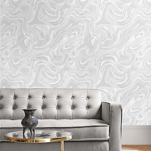 Tapete | Schicke Tapete | Kunst Tapete | Metallic Tapete | Abstrakte Tapete | Tapete Silber | Marble Wallpaper | Weiße Tapete