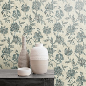 Wallpaper | Flower Wallpaper | Floral Wallpaper | Modern Wallpaper | Abstract Wallpaper | Contemporary Wallpaper | Blue Floral Wallpaper