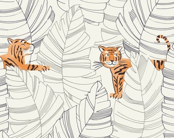 Fondo de pantalla / Fondo de pantalla de animales / Fondo de pantalla de ilustración / Fondo de pantalla de tigre / Fondo de pantalla de guardería / Fondo de pantalla para niños / Fondo de pantalla de tigre escondido