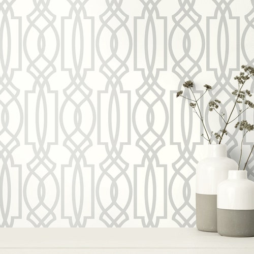 Modern Trellis Sky Blue Peel & Stick Fabric Wallpaper Etsy