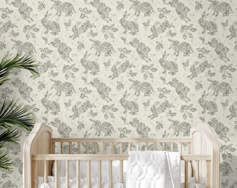Peel and Stick Wallpaper | Bunny Wallpaper | Self Adhesive Wallpaper | Peel and Stick | Nursery Wallpaper | Nursery Peel Stick | Decor