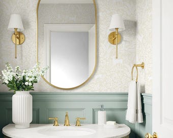 Scandinavian Peel and Stick Wallpaper: Beige Botanical Forest, Renter Friendly
