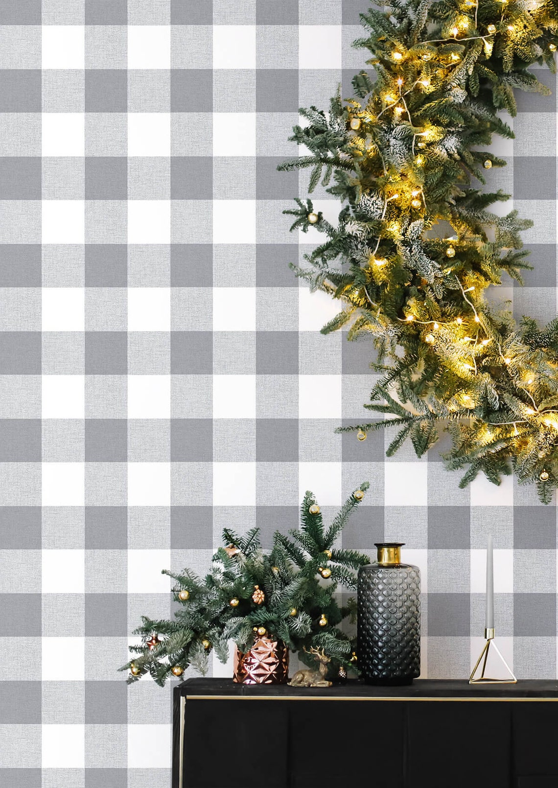 Peel & Stick Buffalo Check Wallpaper Christmas Plaid Etsy