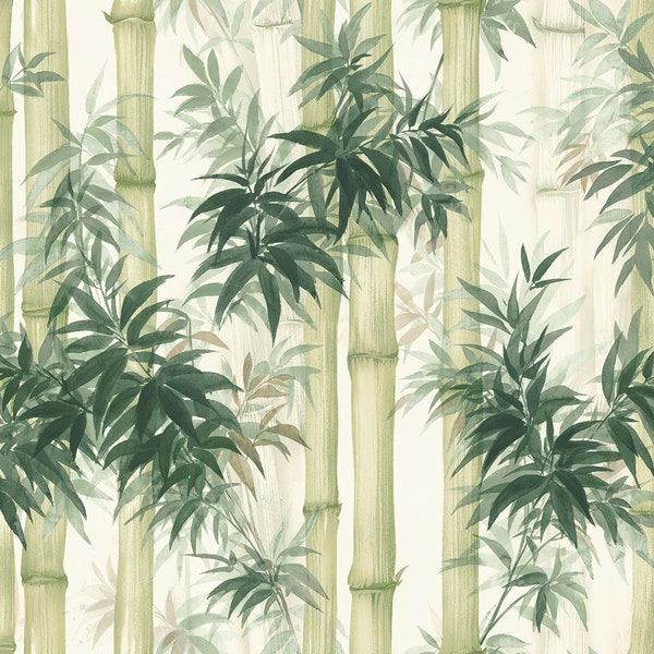 Wallpaper | Bamboo Wallpaper | Botanical Wallpaper | Vintage Wallpaper | Leaf Wallpaper | Vintage Decor | Graphic Wallpaper | Wall Decor