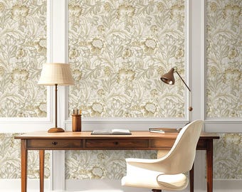 Vintage Floral Peel and Stick Wallpaper Morris Inspired