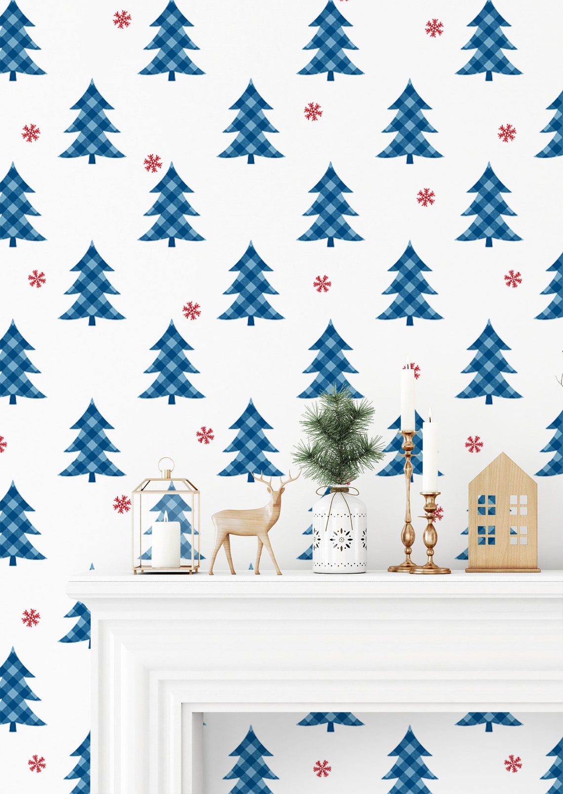 Peel and Stick Christmas Wallpaper Tree Wallpaper | Etsy