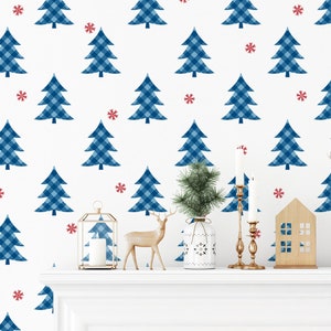 Peel and Stick Christmas Wallpaper Tree Wallpaper | Etsy