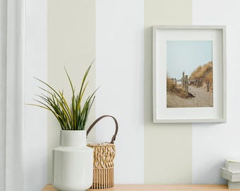 Beige Striped Peel and Stick Wallpaper | Coastal Beach Wallpaper | 06