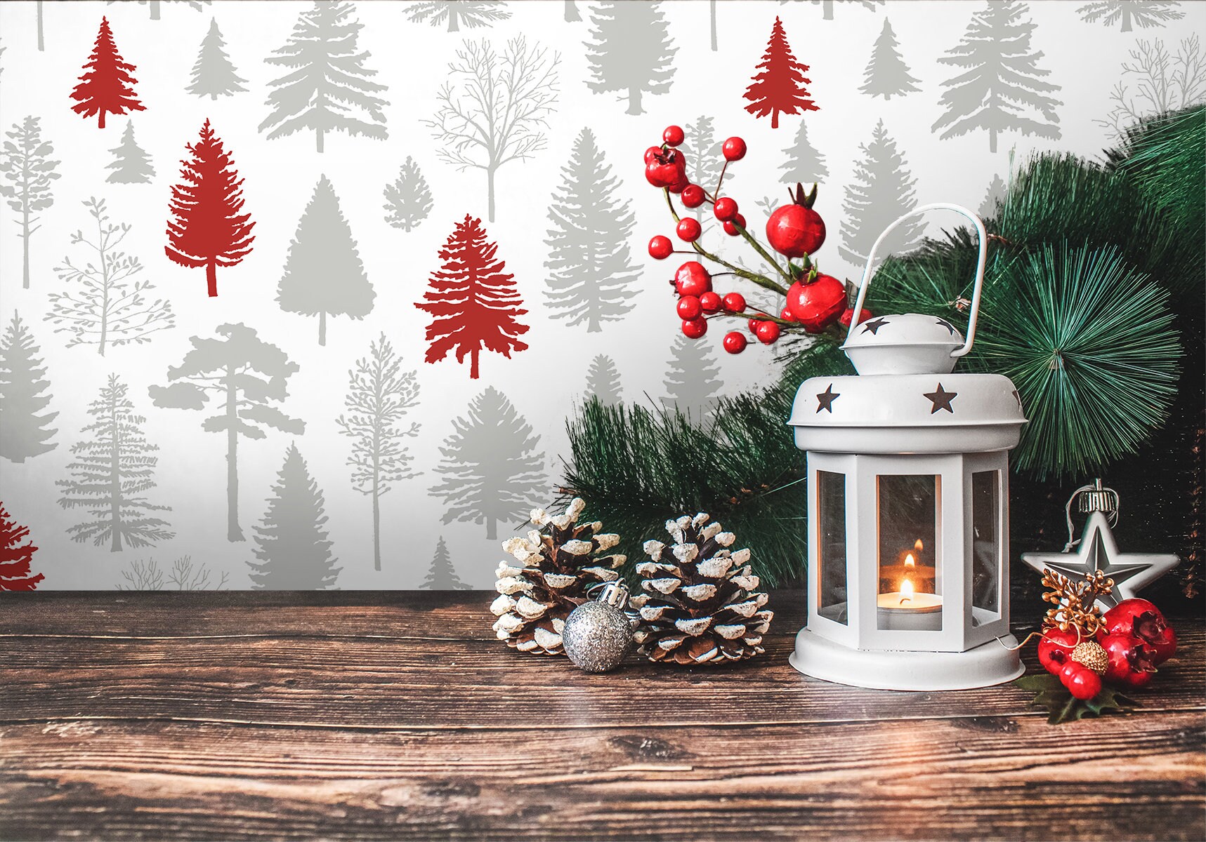 Peel and Stick Wallpaper Christmas Wallpaper Tree | Etsy