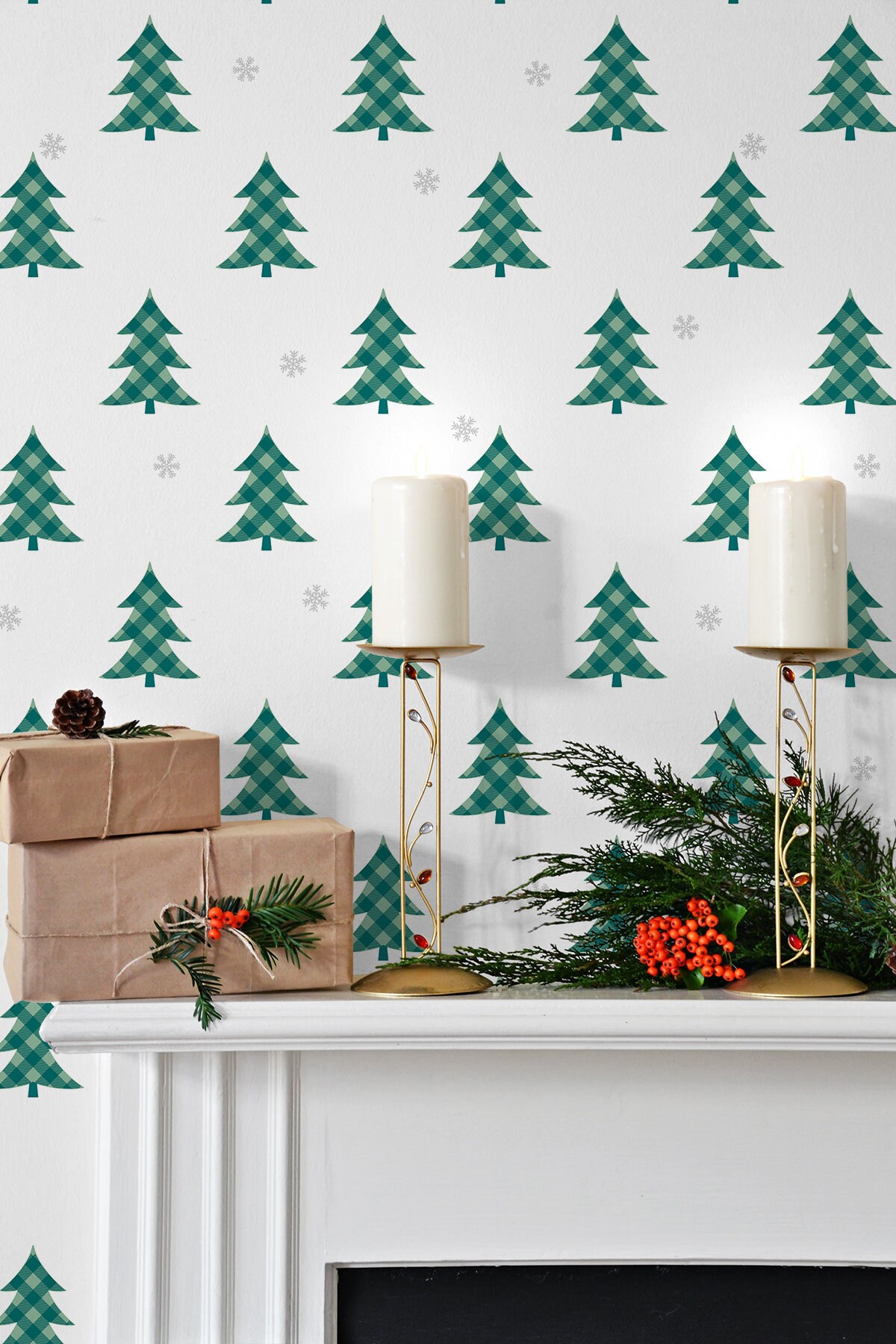 Peel and Stick Christmas Wallpaper Tree Wallpaper | Etsy