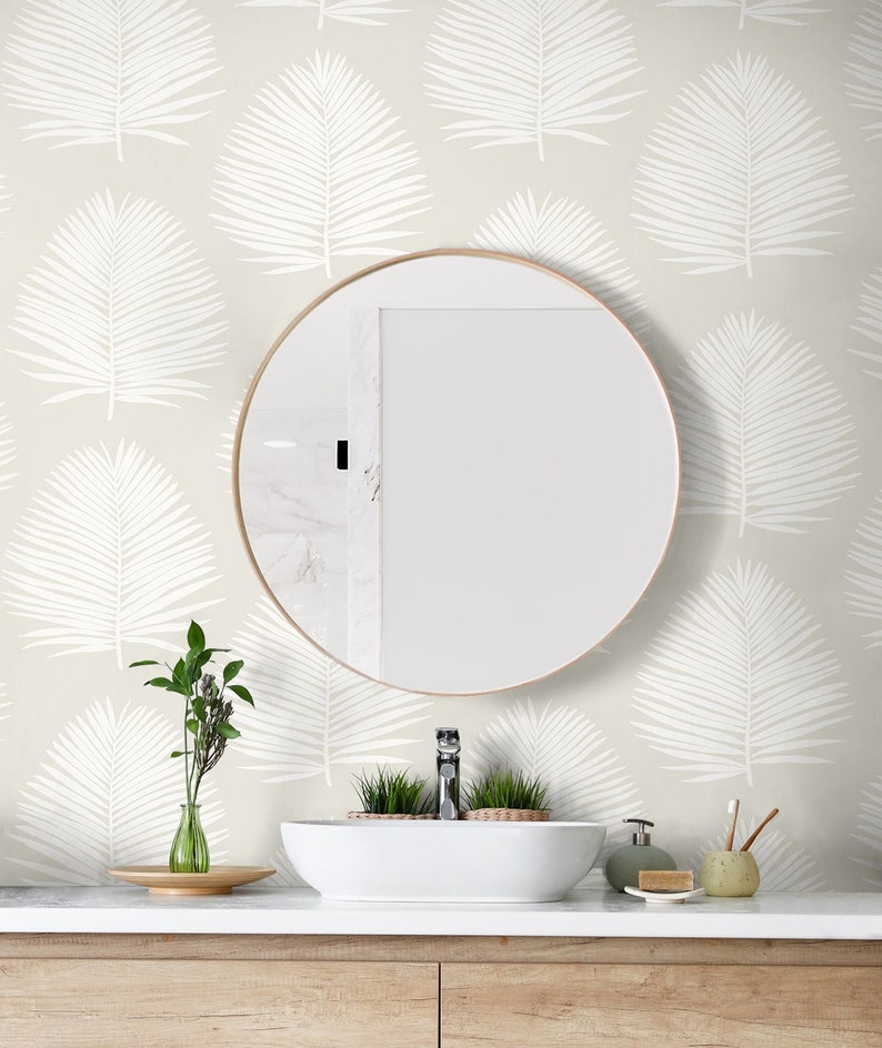 Palm Leaf Peel and Stick Wallpaper Coastal Self Adhesive Neutral Beach ...
