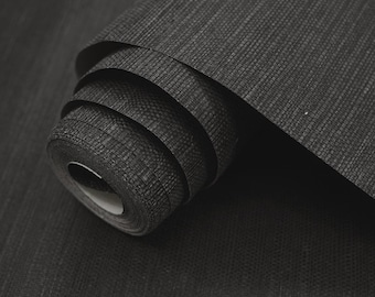 Wallpaper | Grasscloth Wallpaper | Natural Wallpaper | Textured Wallpaper | Modern Wallpaper | Black Wallpaper |  Luxury Wallpaper | Decor