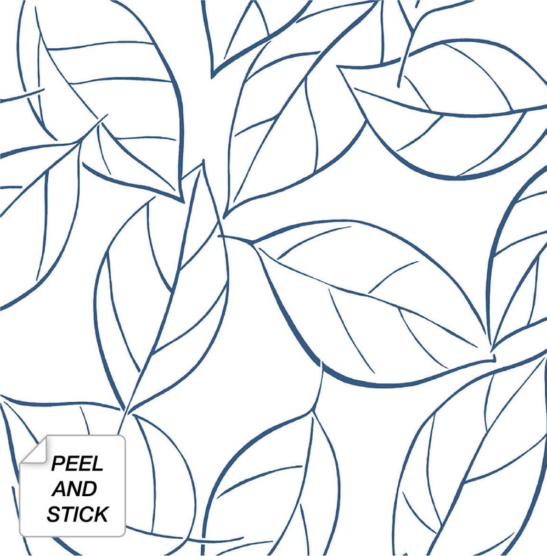 Behang | Bladbehang | Peel-and-Stick-behang | Zelfklevende peel-and-stick | Schil en plak | Tijdelijk behang | Botanische muur Navy
