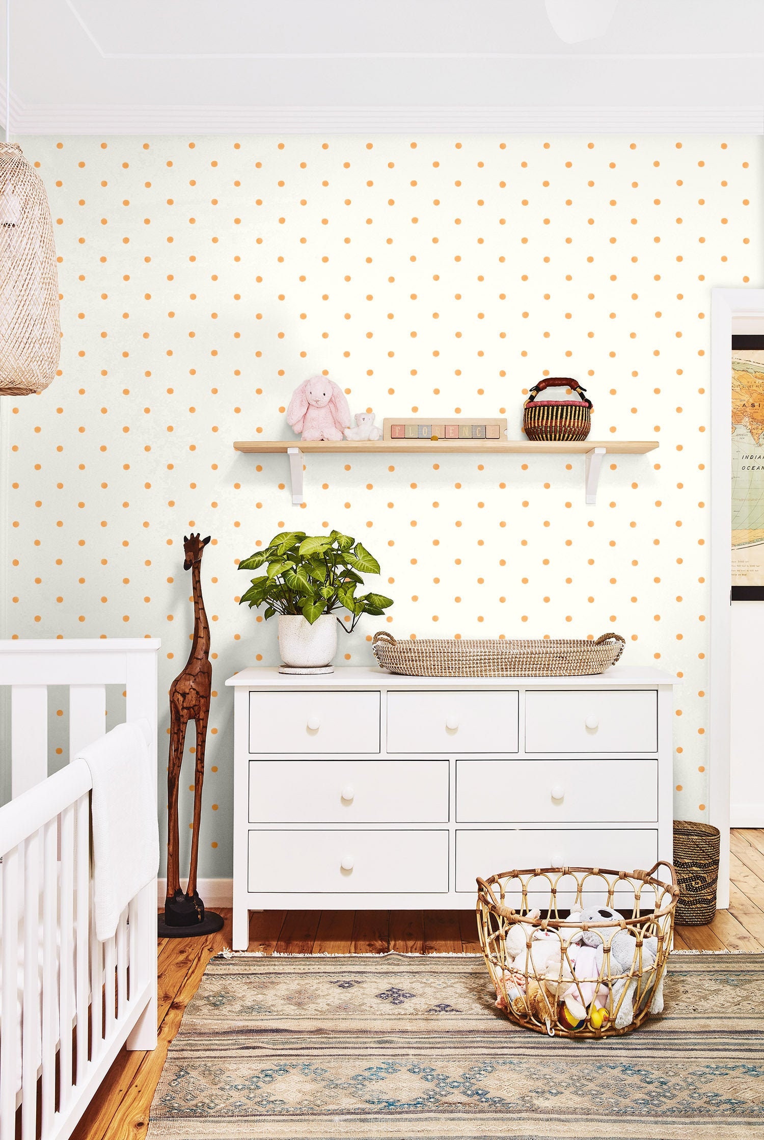Polka Dot Wallpaper Nursery Wallpaper Pink Wallpaper Dot Etsy