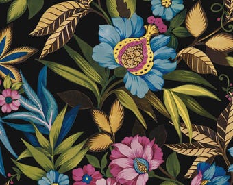 Black Floral Embossed Vinyl Wallpaper | Flower Textured Wallcovering (Unpasted)