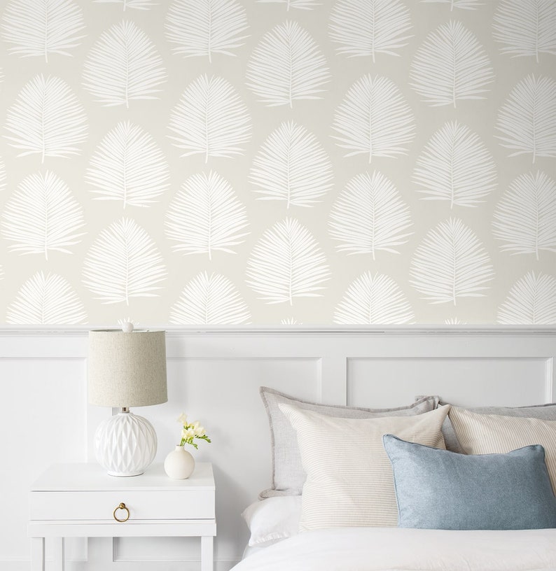 Palm Leaf Peel and Stick Wallpaper Coastal Self Adhesive Neutral Beach ...