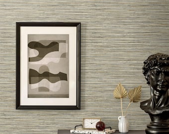 Faux Grasscloth Wallpaper Neutral Designer Grey Wallcovering Unpasted Traditional Wall Decor Home Faux Grasscloth Wallpaper