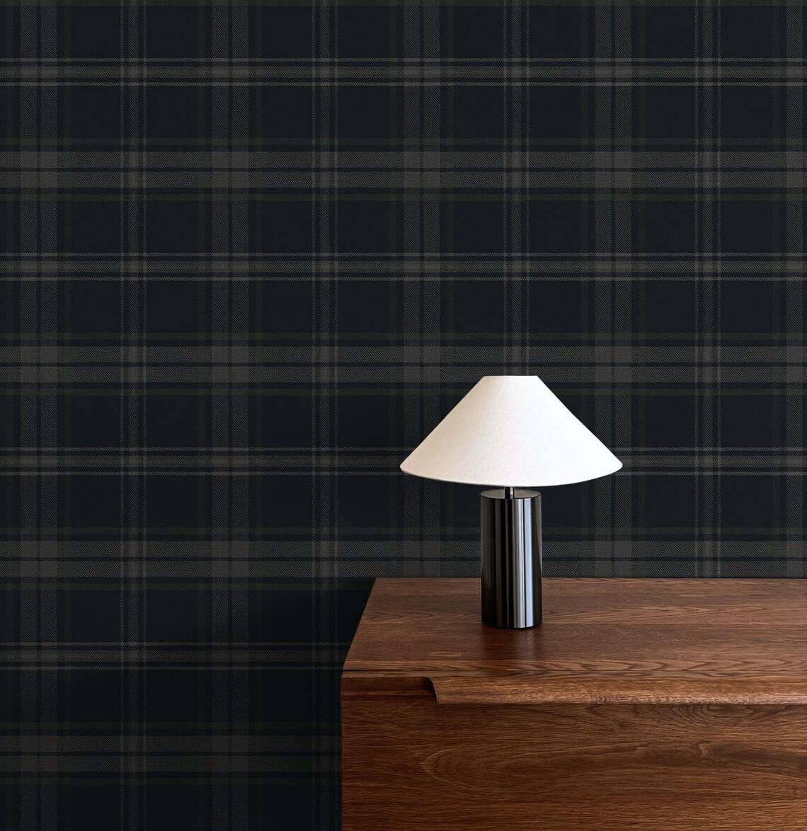 Prepasted Wallpaper Plaid Wallcovering Traditional Moody Striped Wall ...