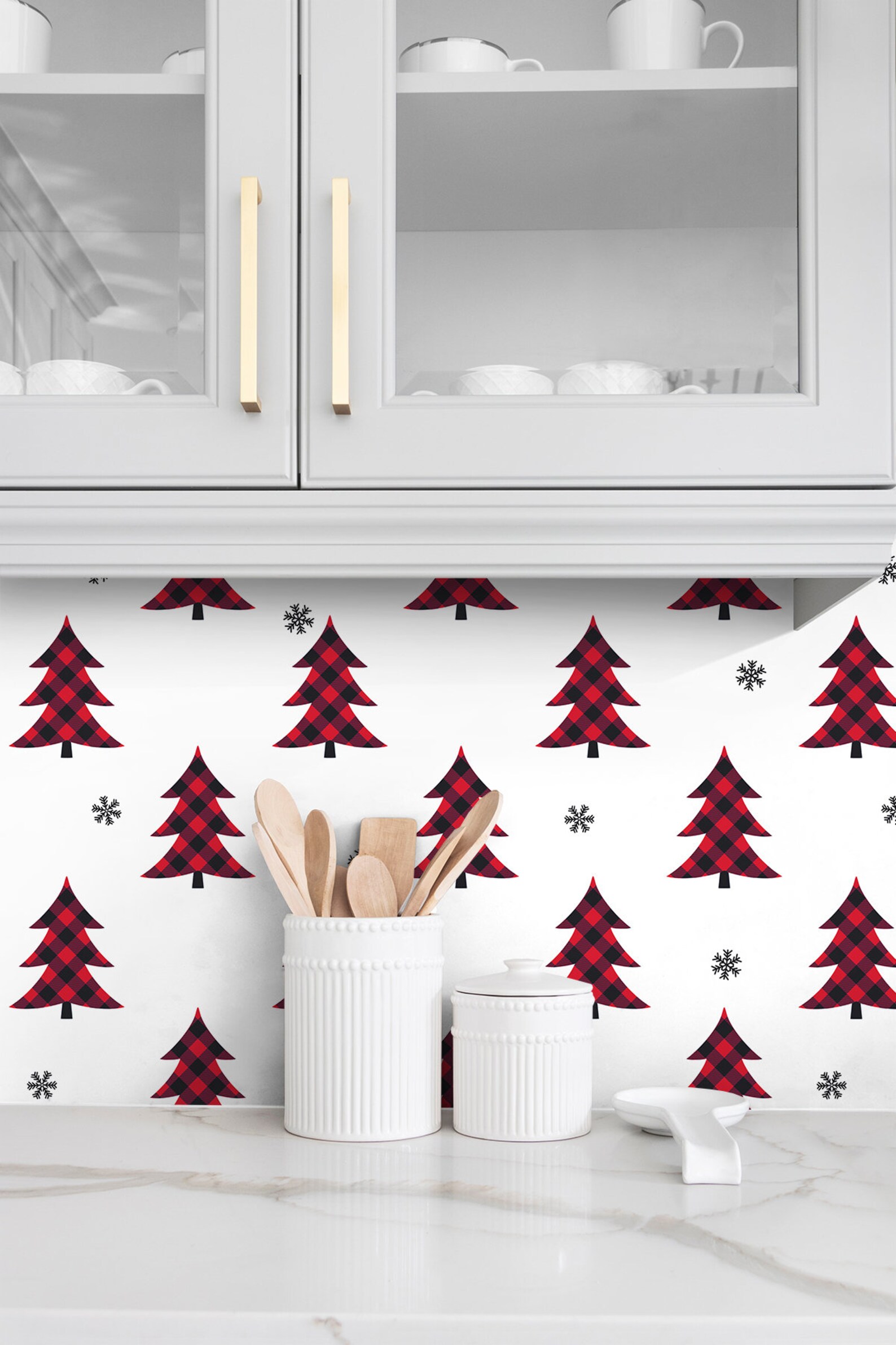 Peel and Stick Christmas Wallpaper Tree Wallpaper | Etsy