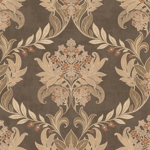 Wallpaper Morris Wallpaper Botanical Wallpaper Vintage Wallpaper Victorian Wallpaper Vintage Decor Damask Wallpaper Wall Decor Brown/Terra Cotta