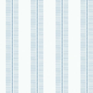 May include: White fabric with thin, light blue stripes. The stripes are evenly spaced and create a subtle pattern.