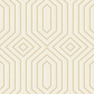 May include: A seamless pattern of overlapping beige hexagons on a white background. The hexagons are outlined in a darker beige color, creating a geometric design.