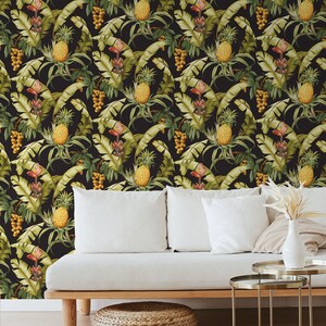 Peel and Stick Wallpaper | Self Adhesive Wallpaper | Tropical Peel and Stick | Peel and Stick | Temporary Wallpaper | Pineapple Wallpaper