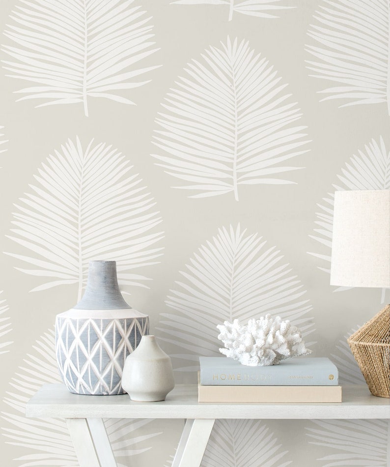 Palm Leaf Peel and Stick Wallpaper Coastal Self Adhesive Neutral Beach ...