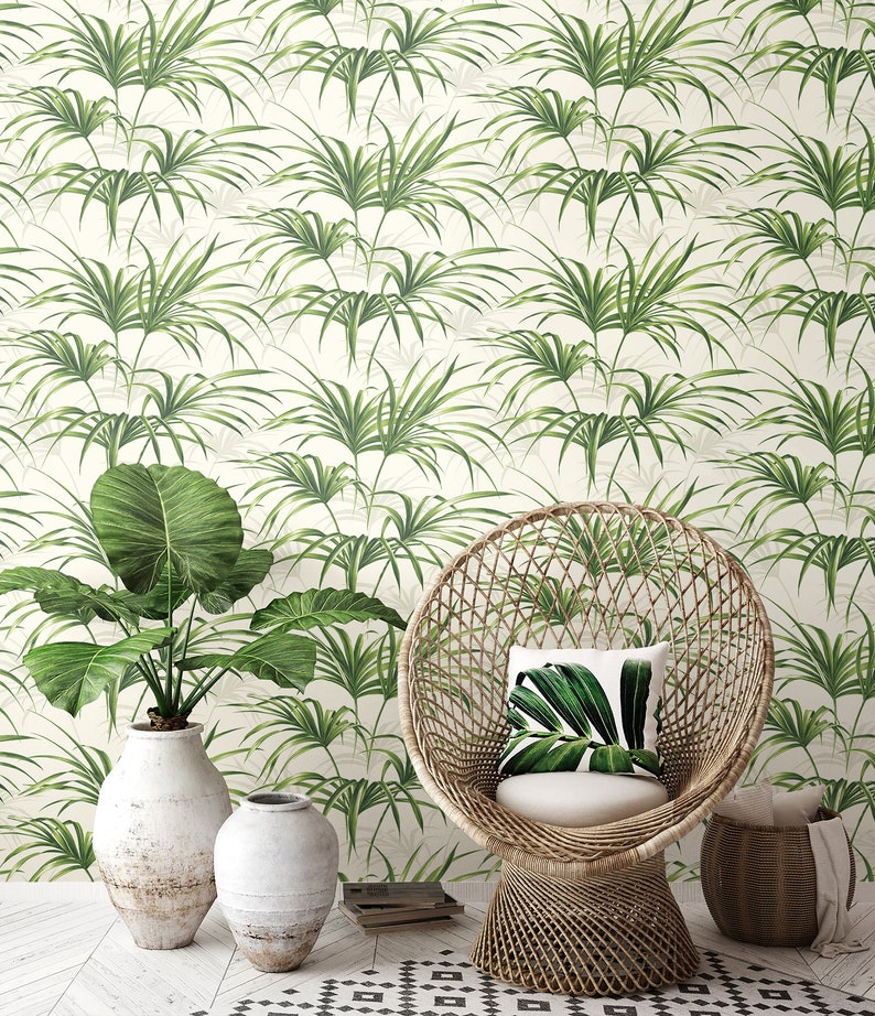 Wallpaper Peel and Stick Wallpaper Palm Leaf Wallpaper | Etsy