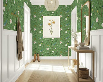 Chinoiserie Peel and Stick Wallpaper Bird Floral Self Adhesive Wallcovering