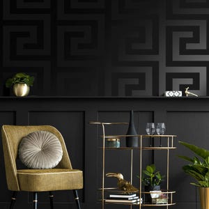 Peel and Stick Wallpaper | Self Adhesive Wallpaper | Geometric Peel and Stick | Peel and Stick | Temporary Wallpaper | Black Wallpaper