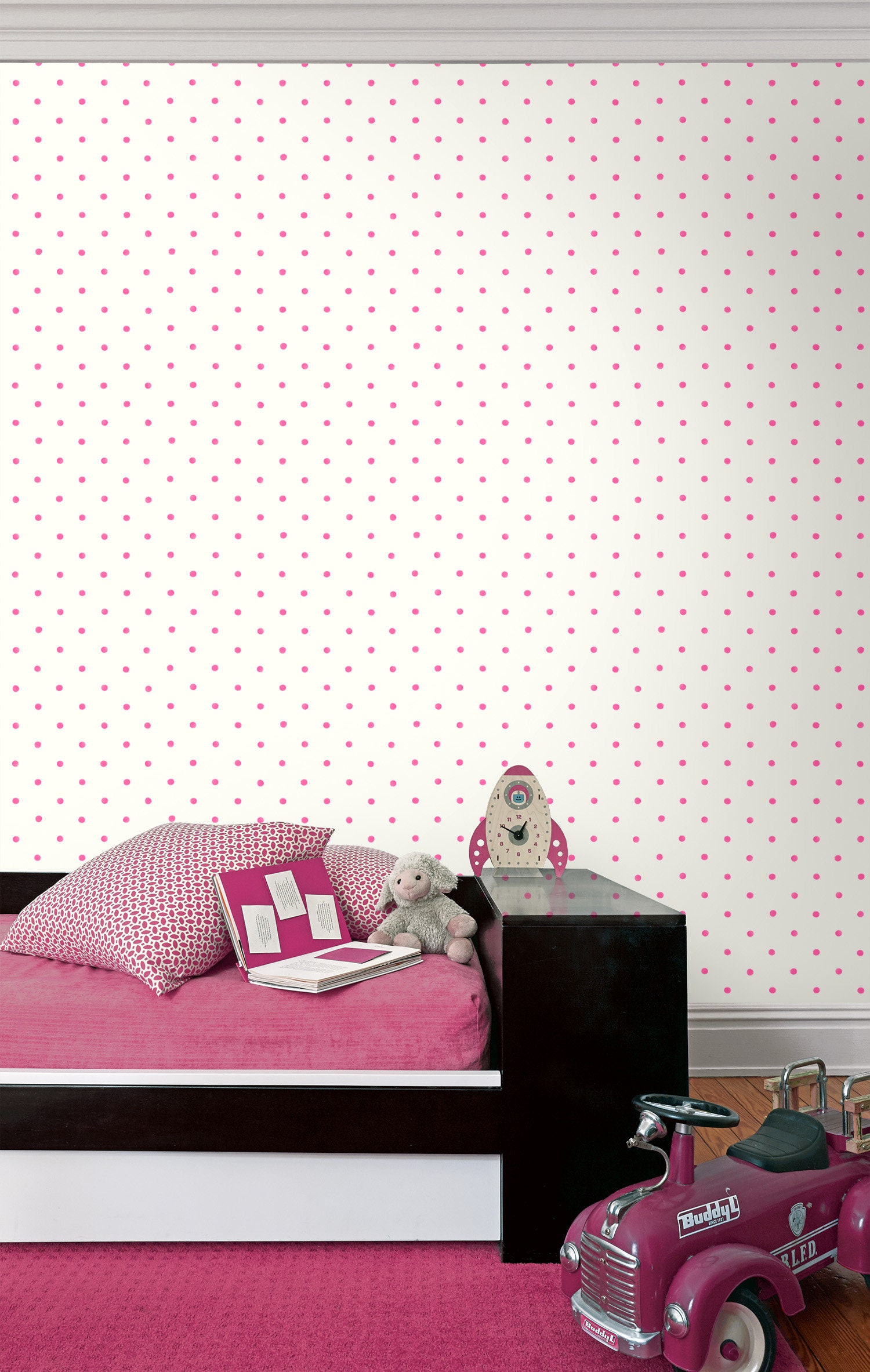Polka Dot Wallpaper Nursery Wallpaper Pink Wallpaper Dot Etsy