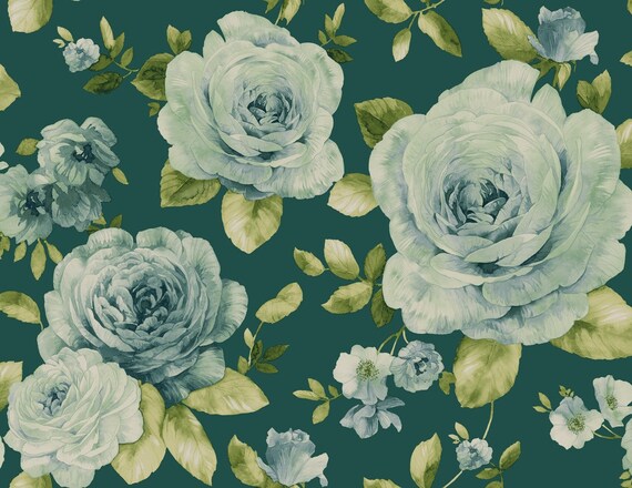 Flower Wallpaper Floral Wallpaper Rose Wallpaper Leaf | Etsy