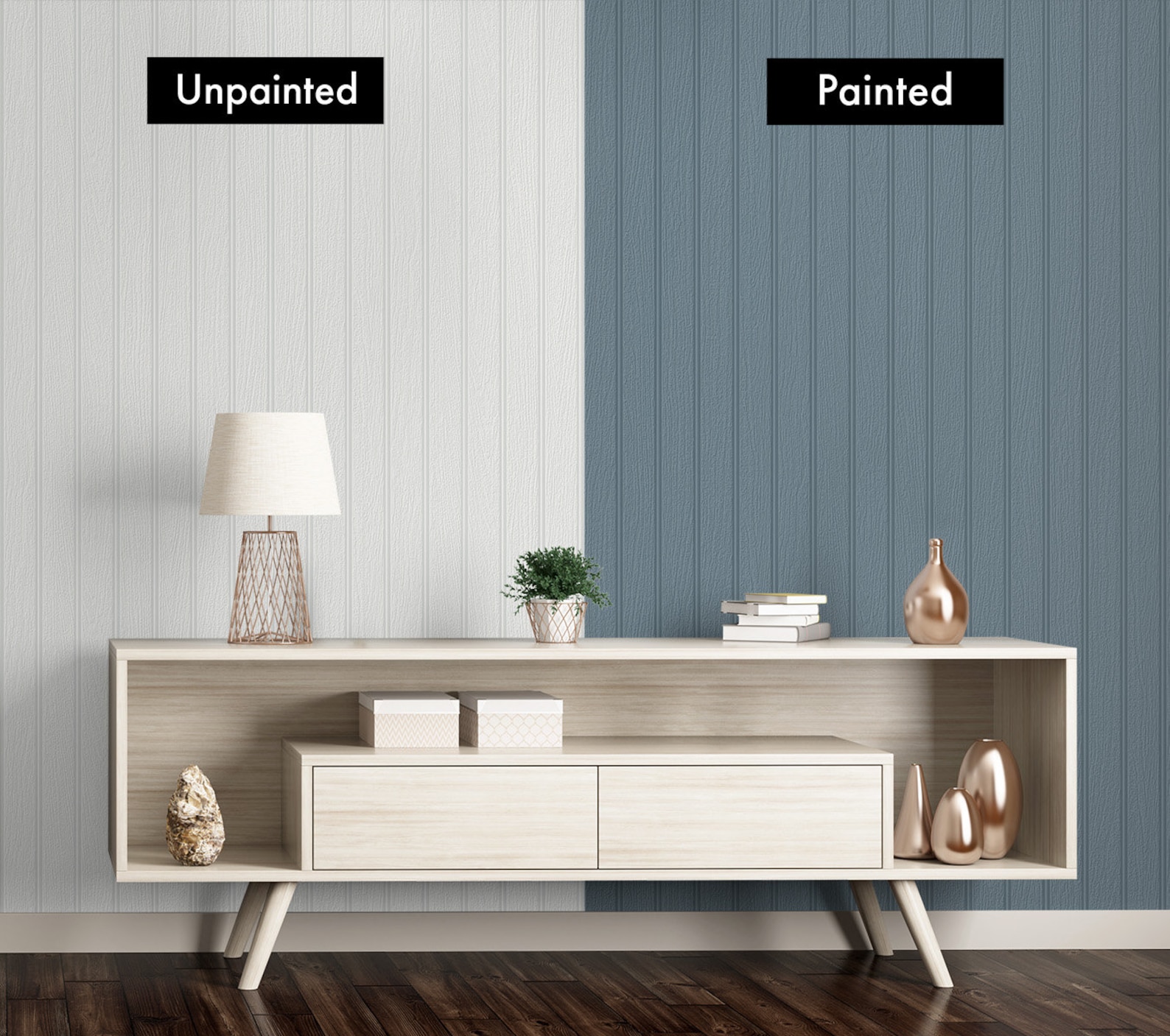 Paintable Peel and Stick Wallpaper Beadboard Wallpaper Paint ...