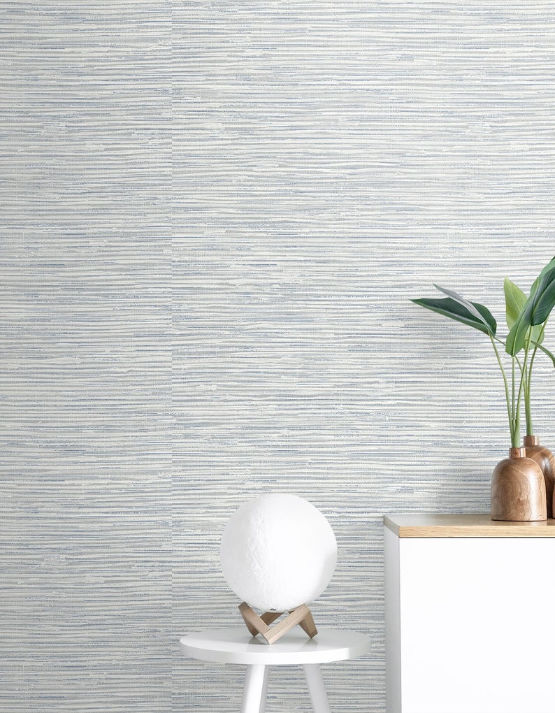 Prepasted Wallpaper Coastal Faux Grasscloth Wallcovering Grey Beach ...