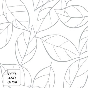 Behang | Bladbehang | Peel-and-Stick-behang | Zelfklevende peel-and-stick | Schil en plak | Tijdelijk behang | Botanische muur Grijs
