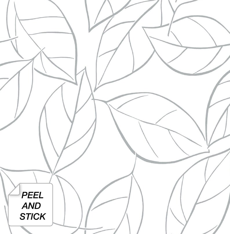 Behang | Bladbehang | Peel-and-Stick-behang | Zelfklevende peel-and-stick | Schil en plak | Tijdelijk behang | Botanische muur Grijs