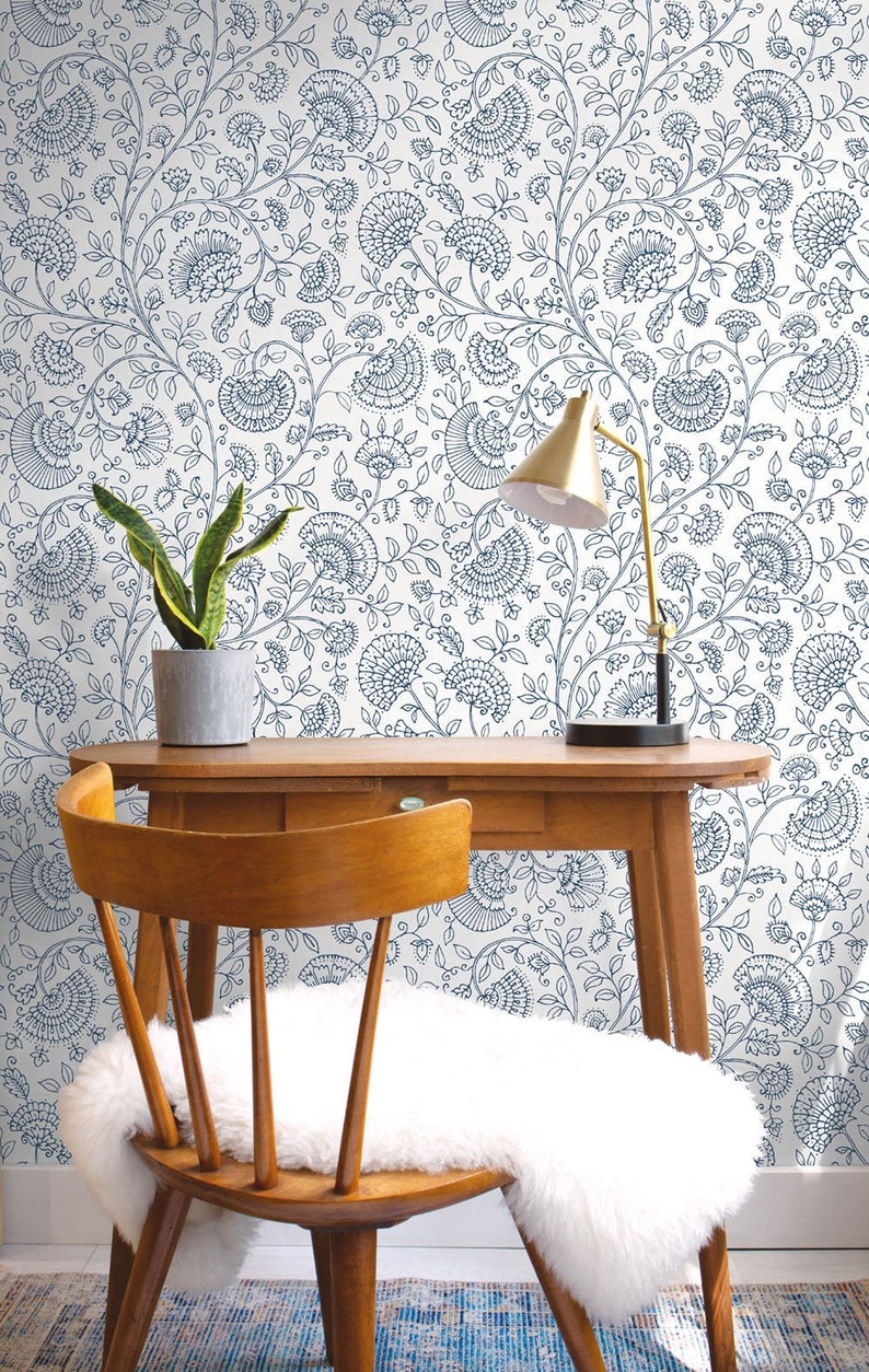 Wallpaper Paisley Wallpaper Peel and Stick Wallpaper Etsy