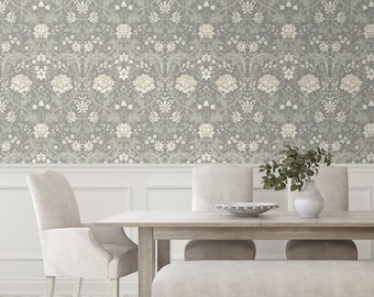 Papel tapiz autoadhesivo / Papel tapiz despegable y pegable con motivos florales / Papel tapiz despegable y pegable / Papel tapiz temporal / Papel tapiz vintage / 8