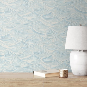 Prepasted Wallpaper | Blue Wallpaper | Ocean Wallpaper | Coastal Wallpaper | Beach Wallpaper | Wave Wallpaper | Designer Wallpaper